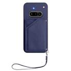 For Nothing Phone 3a Skin Feel Four Card Slots Phone Case with Wrist Strap(Blue) - 2