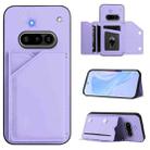 For Nothing Phone 3a Skin Feel Four Card Slots Phone Case with Wrist Strap(Purple) - 1