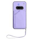 For Nothing Phone 3a Skin Feel Four Card Slots Phone Case with Wrist Strap(Purple) - 2