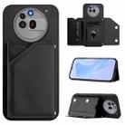 For Nothing Phone 3a Pro Skin Feel Four Card Slots Phone Case with Wrist Strap(Black) - 1