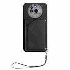 For Nothing Phone 3a Pro Skin Feel Four Card Slots Phone Case with Wrist Strap(Black) - 2