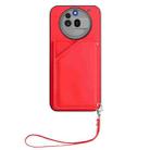 For Nothing Phone 3a Pro Skin Feel Four Card Slots Phone Case with Wrist Strap(Red) - 2