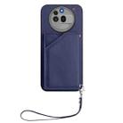 For Nothing Phone 3a Pro Skin Feel Four Card Slots Phone Case with Wrist Strap(Blue) - 2