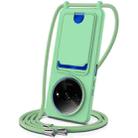 For Redmi A3 / A3x / Xiaomi Poco C61 Integrated Card Bag Solid Color Liquid Silicone Phone Case with Lanyard(Green) - 1