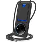 For Redmi A3 / A3x / Xiaomi Poco C61 Integrated Card Bag Solid Color Liquid Silicone Phone Case with Lanyard(Black) - 1