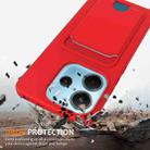 For Redmi Note 14 4G 163.25mm Integrated Card Bag Solid Color Liquid Silicone Phone Case with Lanyard(Red) - 2