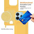 For Redmi Note 14 4G 163.25mm Integrated Card Bag Solid Color Liquid Silicone Phone Case with Lanyard(Yellow) - 3
