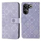 For Tecno Camon 20 Pro 5G Ethnic Style Embossed Pattern Leather Phone Case(Purple) - 1