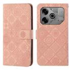 For Tecno Pova 6 / 6 Pro Ethnic Style Embossed Pattern Leather Phone Case(Pink) - 1