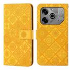 For Tecno Pova 6 / 6 Pro Ethnic Style Embossed Pattern Leather Phone Case(Yellow) - 1