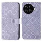 For Tecno Spark 20 Pro+ Ethnic Style Embossed Pattern Leather Phone Case(Purple) - 1