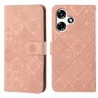 For Infinix Hot 30 Play NFC Ethnic Style Embossed Pattern Leather Phone Case(Pink) - 1