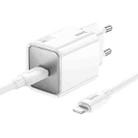 hoco N47 Glorious PD30W Type-C / USB-C Port Charger Set with 1m Type-C to 8 Pin Charging Cable, EU Plug(White) - 1