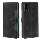 For Fujitsu Arrows We2 Skin Feel Magnetic Buckle Leather Phone Case(Black) - 1