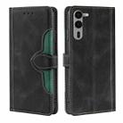 For Fujitsu Arrows We2 Plus Skin Feel Magnetic Buckle Leather Phone Case(Black) - 1