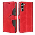 For Fujitsu Arrows We2 Plus Skin Feel Magnetic Buckle Leather Phone Case(Red) - 1