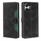 For Redmi 13 4G Skin Feel Magnetic Buckle Leather Phone Case(Black) - 1