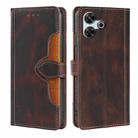 For Redmi 13 4G Skin Feel Magnetic Buckle Leather Phone Case(Brown) - 1