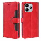 For Redmi Note 14 5G Skin Feel Magnetic Buckle Leather Phone Case(Red) - 1
