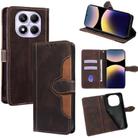 For Redmi Note 14 Pro 4G Skin Feel Magnetic Buckle Leather Phone Case(Brown) - 1