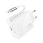 hoco N57 Full PD20W Type-C / USB-C Dual Ports Charger with Retractable Cable, Plug Type:EU Plug(White) - 1