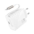 hoco N58 Full PD30W Type-C / USB-C Dual Ports Charger with Retractable Cable, Plug Type:EU Plug(White) - 1