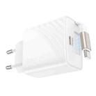 hoco N58 Full PD30W Type-C / USB-C Dual Ports Charger with Retractable Cable, Plug Type:EU Plug(White) - 3