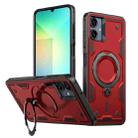 For Samsung Galaxy A06 4G PC Hybrid TPU Armor MagSafe Ring Holder Phone Case(Red) - 1