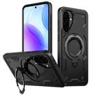 For Samsung Galaxy A56 5G PC Hybrid TPU Armor MagSafe Ring Holder Phone Case(Black) - 1
