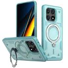 For Xiaomi Poco X6 Pro 5G PC Hybrid TPU Armor MagSafe Ring Holder Phone Case(Light Blue) - 1