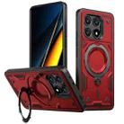 For Xiaomi Poco X6 Pro 5G PC Hybrid TPU Armor MagSafe Ring Holder Phone Case(Red) - 1