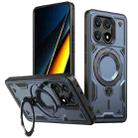 For Xiaomi Poco X6 Pro 5G PC Hybrid TPU Armor MagSafe Ring Holder Phone Case(Blue) - 1