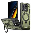 For Xiaomi Poco X6 PC Hybrid TPU Armor MagSafe Ring Holder Phone Case(Olive Green) - 1