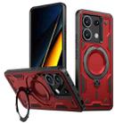 For Xiaomi Poco X6 PC Hybrid TPU Armor MagSafe Ring Holder Phone Case(Red) - 1