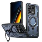 For Xiaomi Poco X6 PC Hybrid TPU Armor MagSafe Ring Holder Phone Case(Blue) - 1