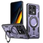 For Xiaomi Poco X6 PC Hybrid TPU Armor MagSafe Ring Holder Phone Case(Purple) - 1