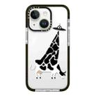 For iPhone 14 Simple Illustration Pattern Full Coverage Phone Case(Funny Cow A) - 1