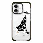 For iPhone 16 Simple Illustration Pattern Full Coverage Phone Case(Funny Cow A) - 1