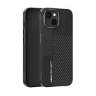 For iPhone 15 Plus ABEEL 6D Micro Relief MagSafe Magnetic Phone Case(Carbon Fiber Black) - 1