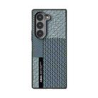 For Samsung Galaxy Z Fold6 5G ABEEL 6D Micro Relief MagSafe Magnetic Phone Case(Carbon Fiber Blue) - 2