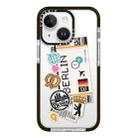 For iPhone 13 Simple Illustration Pattern Full Coverage Phone Case(Travel Ticket A) - 1