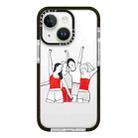 For iPhone 13 mini Simple Illustration Pattern Full Coverage Phone Case(Happy Friend B) - 1