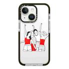 For iPhone 14 Simple Illustration Pattern Full Coverage Phone Case(Happy Friend B) - 1