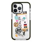 For iPhone 14 Pro Simple Illustration Pattern Full Coverage Phone Case(Travel Ticket A) - 1