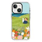 For iPhone 15 Plus Simple Illustration Pattern Full Coverage Phone Case(Spring Scene D) - 1