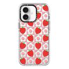 For iPhone 16 Simple Illustration Pattern Full Coverage Phone Case(Love Strawberry Flower) - 1