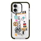 For iPhone 16 Simple Illustration Pattern Full Coverage Phone Case(Travel Ticket A) - 1