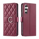 For Samsung Galaxy A25 5G Ring Buckle Rhombic Leather Phone Case(Red) - 1