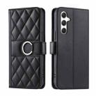 For Samsung Galaxy A25 5G Ring Buckle Rhombic Leather Phone Case(Black) - 1