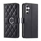 For Samsung Galaxy A24 5G Ring Buckle Rhombic Leather Phone Case(Black) - 1